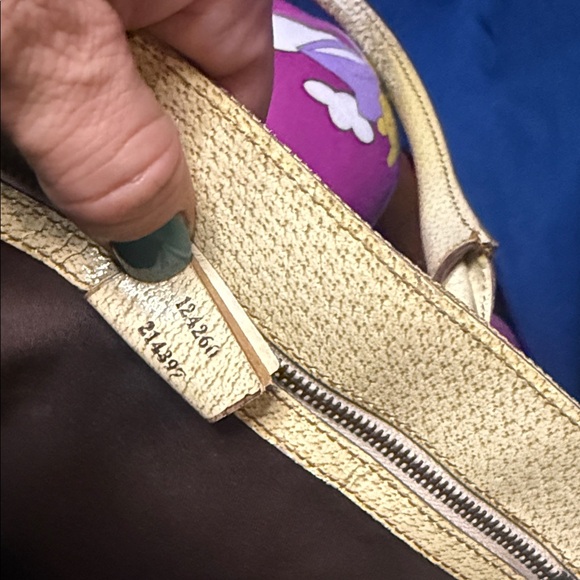 Auth Gucci GG Canvas x Leather Beige x Ivory 124260 214397 Tote Bag NS100248 - Picture 8 of 11